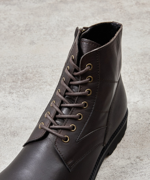 PADRONE パドローネ / SIDE ZIP LACE UP BOOTS (WATER PROOF LEATHER