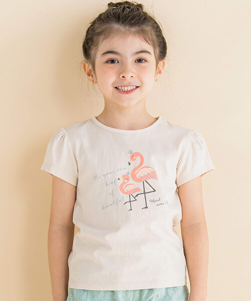 セール】フラミンゴプリントTシャツ(80~130cm)（Tシャツ