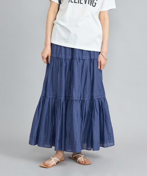 coen（コーエン）の「MARKET（マーケット）ティアードフレアスカート（スカート・レディース・ブラック/オフホワイト/コバルトブルー/ピンク・M/L）」の3枚目の写真