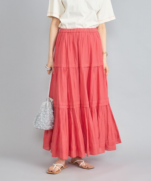 coen（コーエン）の「MARKET（マーケット）ティアードフレアスカート（スカート・レディース・ブラック/オフホワイト/コバルトブルー/ピンク・M/L）」の4枚目の写真