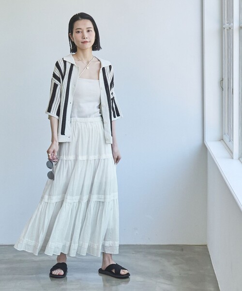 coen（コーエン）の「MARKET（マーケット）ティアードフレアスカート（スカート・レディース・ブラック/オフホワイト/コバルトブルー/ピンク・M/L）」の6枚目の写真