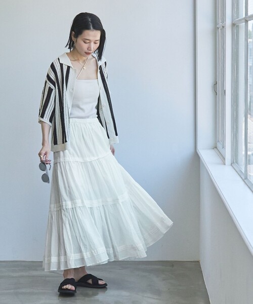 coen（コーエン）の「MARKET（マーケット）ティアードフレアスカート（スカート・レディース・ブラック/オフホワイト/コバルトブルー/ピンク・M/L）」の7枚目の写真