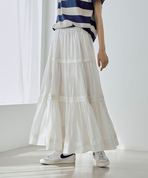 coen（コーエン）の「MARKET（マーケット）ティアードフレアスカート（スカート・レディース・ブラック/オフホワイト/コバルトブルー/ピンク・M/L）」の8枚目の写真