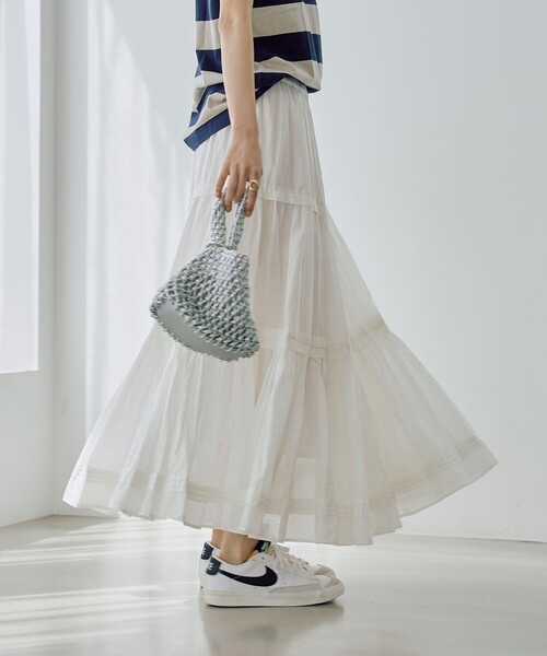 coen（コーエン）の「MARKET（マーケット）ティアードフレアスカート（スカート・レディース・ブラック/オフホワイト/コバルトブルー/ピンク・M/L）」の9枚目の写真