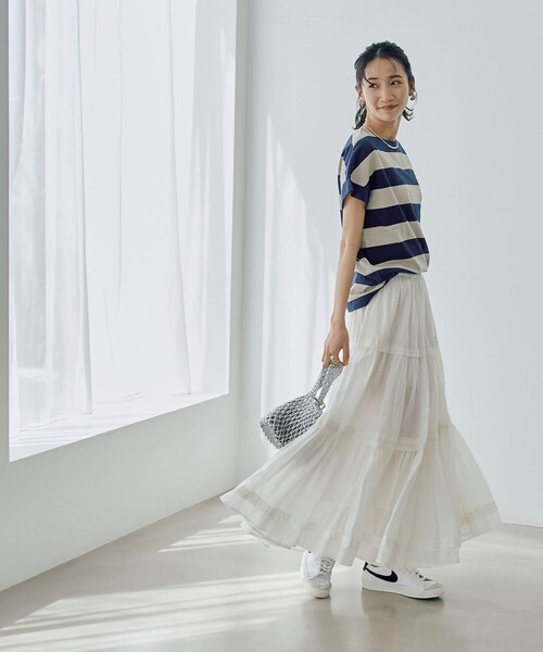 coen（コーエン）の「MARKET（マーケット）ティアードフレアスカート（スカート・レディース・ブラック/オフホワイト/コバルトブルー/ピンク・M/L）」の10枚目の写真