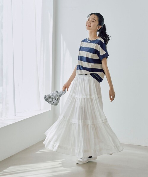 coen（コーエン）の「MARKET（マーケット）ティアードフレアスカート（スカート・レディース・ブラック/オフホワイト/コバルトブルー/ピンク・M/L）」の11枚目の写真