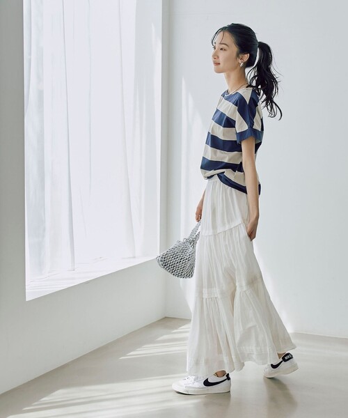 coen（コーエン）の「MARKET（マーケット）ティアードフレアスカート（スカート・レディース・ブラック/オフホワイト/コバルトブルー/ピンク・M/L）」の12枚目の写真