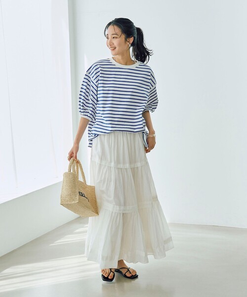 coen（コーエン）の「MARKET（マーケット）ティアードフレアスカート（スカート・レディース・ブラック/オフホワイト/コバルトブルー/ピンク・M/L）」の14枚目の写真