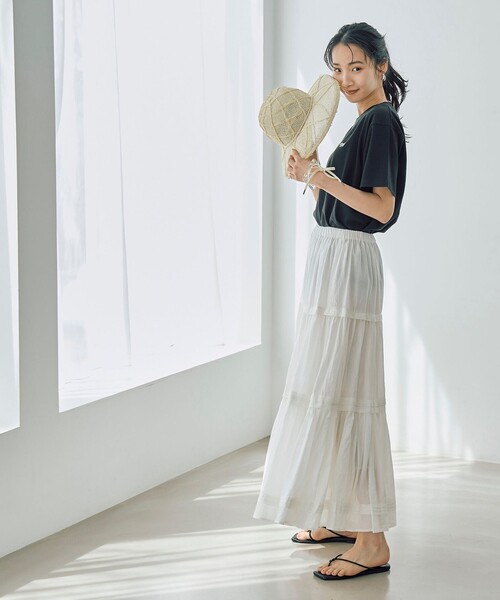 coen（コーエン）の「MARKET（マーケット）ティアードフレアスカート（スカート・レディース・ブラック/オフホワイト/コバルトブルー/ピンク・M/L）」の18枚目の写真