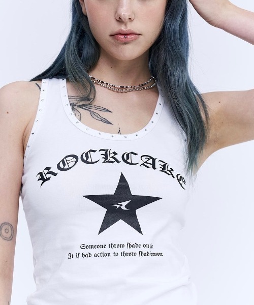 ROCKCAKE★韓国★人気★ Square Neck Nickel Button Top 3色 ROCKCAKE（ロックケーキ）の「韓国ブランド ROCK CAKE ロック