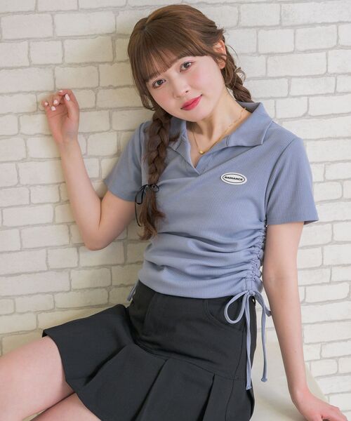 ems excite(エムズエキサイト)の「ラバーワッペン開襟CT(Tシャツ/カットソー・レディース・ナチュラル/ブルー/ブラック・FREE)」の4枚目の写真