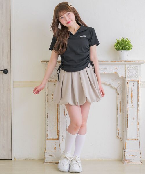 ems excite(エムズエキサイト)の「ラバーワッペン開襟CT(Tシャツ/カットソー・レディース・ナチュラル/ブルー/ブラック・FREE)」の13枚目の写真
