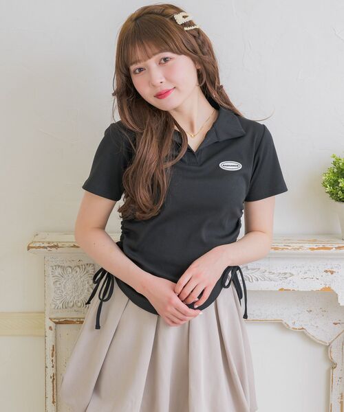 ems excite(エムズエキサイト)の「ラバーワッペン開襟CT(Tシャツ/カットソー・レディース・ナチュラル/ブルー/ブラック・FREE)」の17枚目の写真