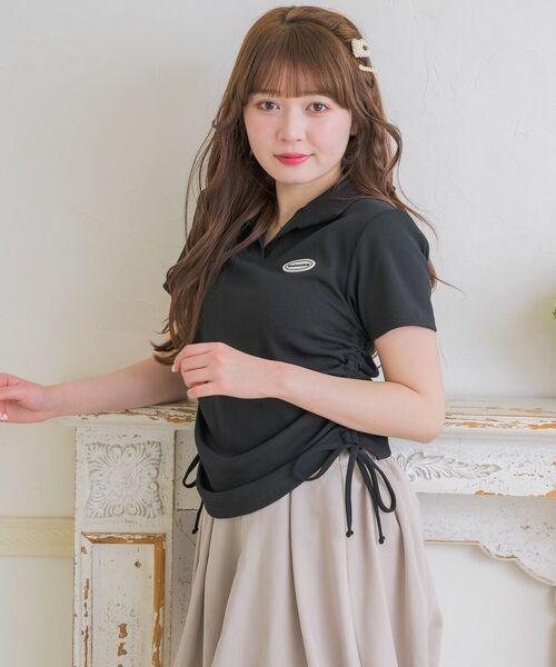 ems excite(エムズエキサイト)の「ラバーワッペン開襟CT(Tシャツ/カットソー・レディース・ナチュラル/ブルー/ブラック・FREE)」の19枚目の写真