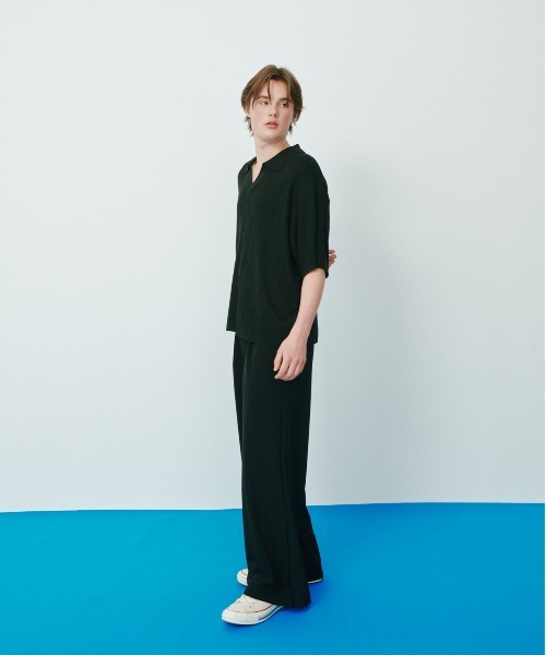 KACCO(カッコ)の「《ユニセックスアイテム》SKIPPER KNIT POLO SHIRTS / スキッパーサマーニットポロシャツ(Tシャツ/カットソー・メンズ・グリーン/グレー/ブラック・LARGE/MEDIUM/SMALL)」の6枚目の写真