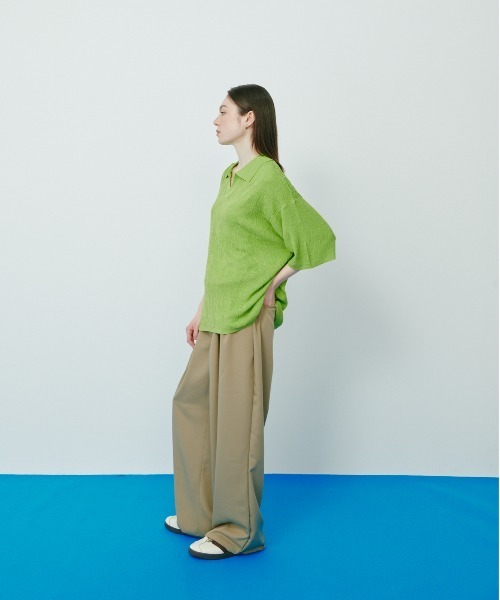 KACCO(カッコ)の「《ユニセックスアイテム》SKIPPER KNIT POLO SHIRTS / スキッパーサマーニットポロシャツ(Tシャツ/カットソー・メンズ・グリーン/グレー/ブラック・LARGE/MEDIUM/SMALL)」の9枚目の写真