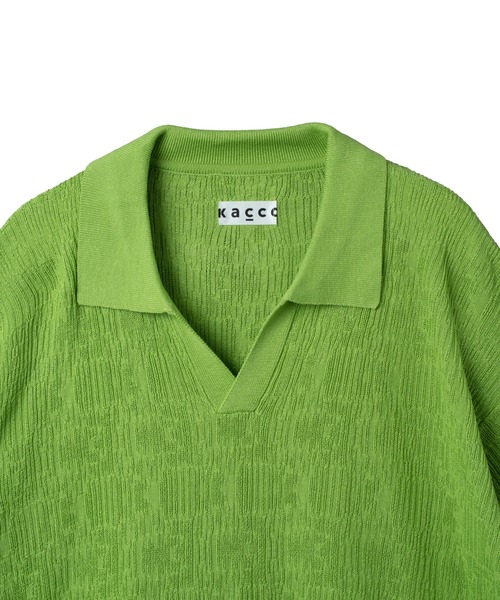 KACCO(カッコ)の「《ユニセックスアイテム》SKIPPER KNIT POLO SHIRTS / スキッパーサマーニットポロシャツ(Tシャツ/カットソー・メンズ・グリーン/グレー/ブラック・LARGE/MEDIUM/SMALL)」の20枚目の写真