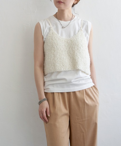 notch.（ノッチ）の「リボーンヤーンニットキャミ（ベスト・レディース・ライトグレー/ベージュ/ブラック/オフホワイト・M）」の2枚目の写真