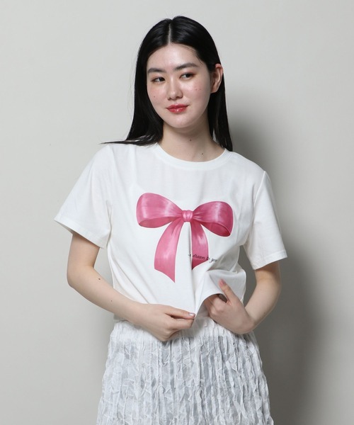 3.3 Field Trip （3.3フィールドトリップ）の「3.3 Field Trip／プリントリボンＴ（Tシャツ/カットソー・レディース・ホワイト/ネイビー・FREE）」の10枚目の写真