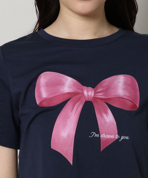 3.3 Field Trip （3.3フィールドトリップ）の「3.3 Field Trip／プリントリボンＴ（Tシャツ/カットソー・レディース・ホワイト/ネイビー・FREE）」の16枚目の写真