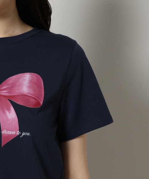 3.3 Field Trip （3.3フィールドトリップ）の「3.3 Field Trip／プリントリボンＴ（Tシャツ/カットソー・レディース・ホワイト/ネイビー・FREE）」の17枚目の写真