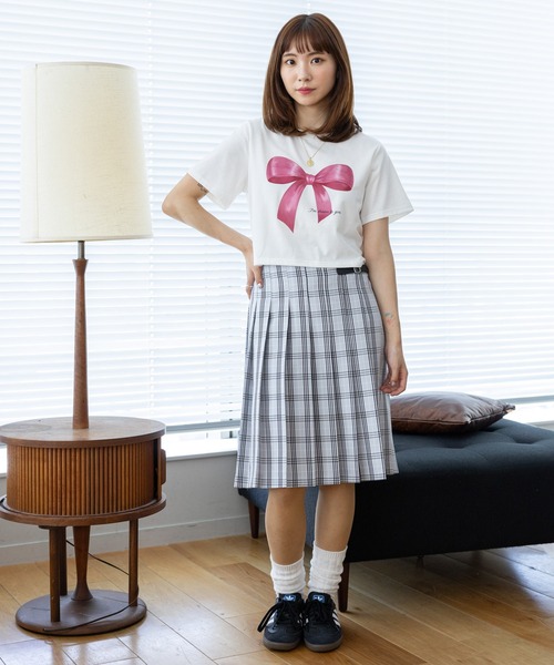 3.3 Field Trip （3.3フィールドトリップ）の「3.3 Field Trip／プリントリボンＴ（Tシャツ/カットソー・レディース・ホワイト/ネイビー・FREE）」の22枚目の写真