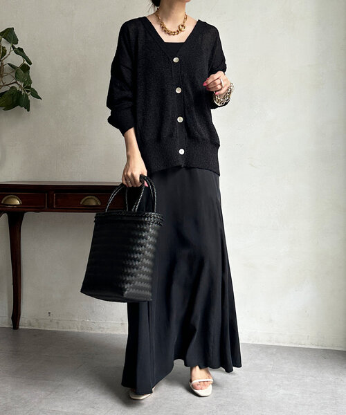 DouDou(ドゥドゥ)の「【夏も着られて洗える!】ペーパーヤーン2WAYカーディガン(カーディガン/ボレロ・レディース・ブラック/ベージュ/ライトグレー・FREE)」の6枚目の写真