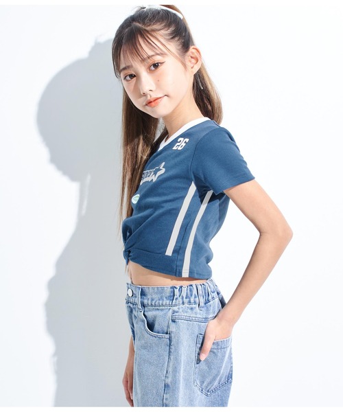 ANAP GｉRL（アナップガール）の「ANAPR+S【リラスポ】前クロスサッカーT(吸水速乾加工)（Tシャツ/カットソー・キッズ・ホワイト/ネイビー/ラベンダー・XS/S/M）」の15枚目の写真