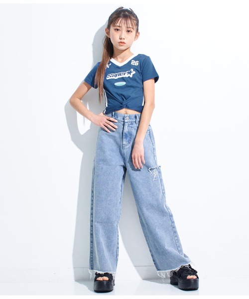 ANAP GｉRL（アナップガール）の「ANAPR+S【リラスポ】前クロスサッカーT(吸水速乾加工)（Tシャツ/カットソー・キッズ・ホワイト/ネイビー/ラベンダー・XS/S/M）」の18枚目の写真