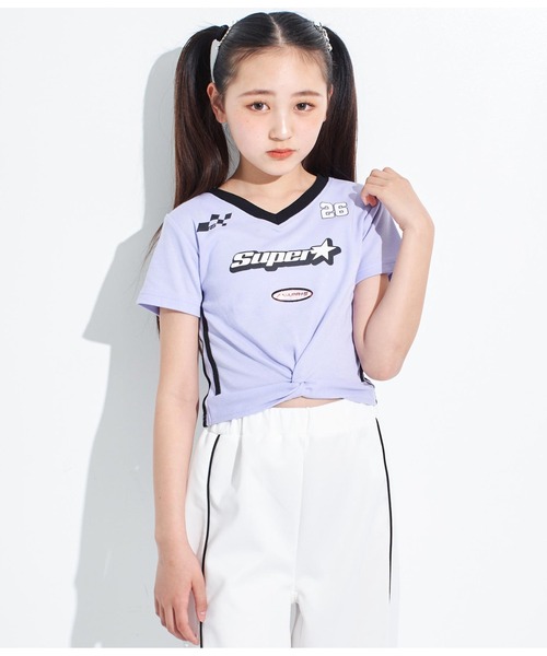 ANAP GｉRL（アナップガール）の「ANAPR+S【リラスポ】前クロスサッカーT(吸水速乾加工)（Tシャツ/カットソー・キッズ・ホワイト/ネイビー/ラベンダー・XS/S/M）」の21枚目の写真