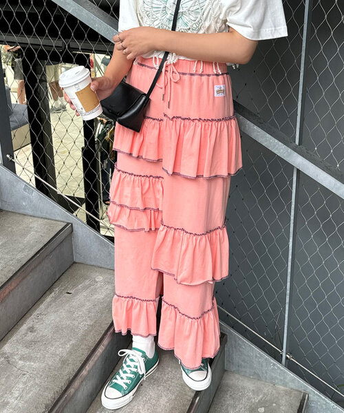 HELLO.SANFRANCISCO（ハローサンフランシスコ）の「【HELLO.SANFRANCISCO/ハローサンフランシスコ】ランダムフリルライトスカート（スカート・レディース・グレー/サックスブルー/ピンク/イエロー・ONE SIZE）」の11枚目の写真