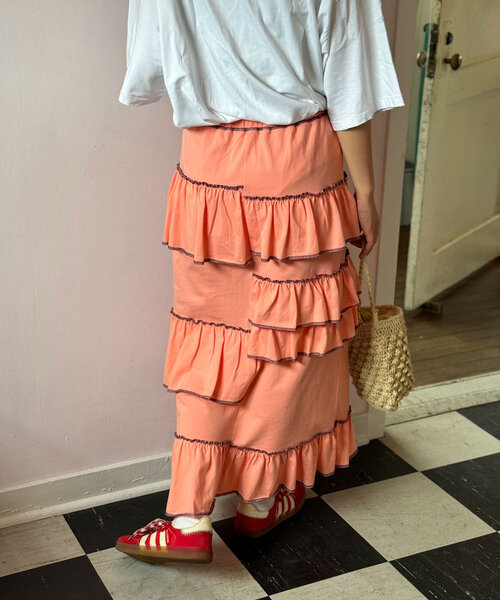 HELLO.SANFRANCISCO（ハローサンフランシスコ）の「【HELLO.SANFRANCISCO/ハローサンフランシスコ】ランダムフリルライトスカート（スカート・レディース・グレー/サックスブルー/ピンク/イエロー・ONE SIZE）」の14枚目の写真