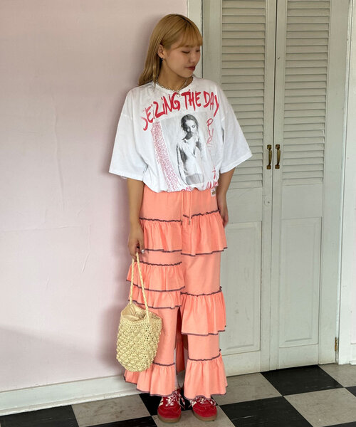 HELLO.SANFRANCISCO（ハローサンフランシスコ）の「【HELLO.SANFRANCISCO/ハローサンフランシスコ】ランダムフリルライトスカート（スカート・レディース・グレー/サックスブルー/ピンク/イエロー・ONE SIZE）」の17枚目の写真