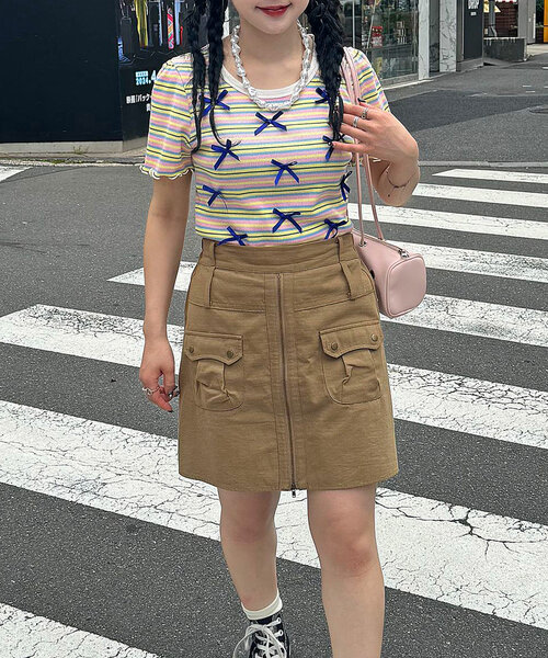 HELLO.SANFRANCISCO(ハローサンフランシスコ)の「【HELLO.SANFRANCISCO/ハローサンフランシスコ】マルチボーダーリボンTee(Tシャツ/カットソー・レディース・ホワイト/ピンク/イエロー・ONE SIZE)」の8枚目の写真