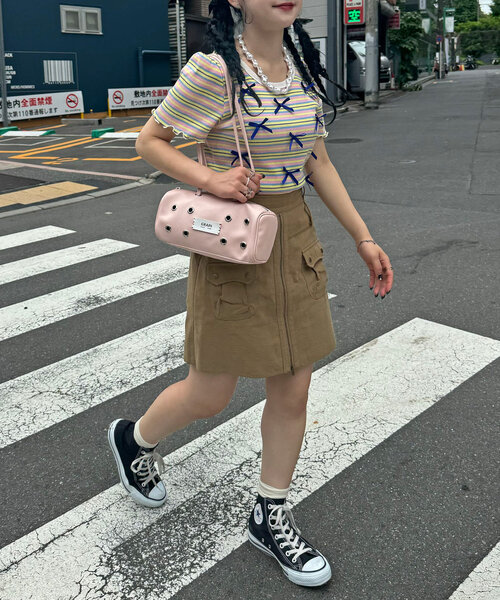 HELLO.SANFRANCISCO(ハローサンフランシスコ)の「【HELLO.SANFRANCISCO/ハローサンフランシスコ】マルチボーダーリボンTee(Tシャツ/カットソー・レディース・ホワイト/ピンク/イエロー・ONE SIZE)」の9枚目の写真