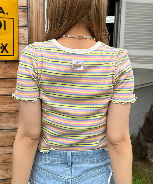 HELLO.SANFRANCISCO(ハローサンフランシスコ)の「【HELLO.SANFRANCISCO/ハローサンフランシスコ】マルチボーダーリボンTee(Tシャツ/カットソー・レディース・ホワイト/ピンク/イエロー・ONE SIZE)」の19枚目の写真