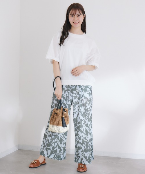 KATHARINE ROSS（キャサリンロス）の「【KATHARINE ROSS】WEB限定 リーフプリントパンツ（スラックス・レディース・カーキ/チャコールグレー・MEDIUM）」の5枚目の写真