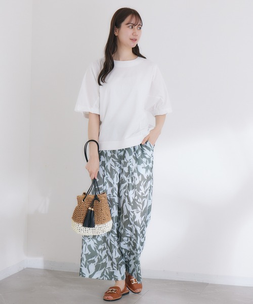 KATHARINE ROSS（キャサリンロス）の「【KATHARINE ROSS】WEB限定 リーフプリントパンツ（スラックス・レディース・カーキ/チャコールグレー・MEDIUM）」の4枚目の写真