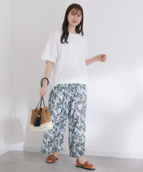 KATHARINE ROSS（キャサリンロス）の「【KATHARINE ROSS】WEB限定 リーフプリントパンツ（スラックス・レディース・カーキ/チャコールグレー・MEDIUM）」の3枚目の写真