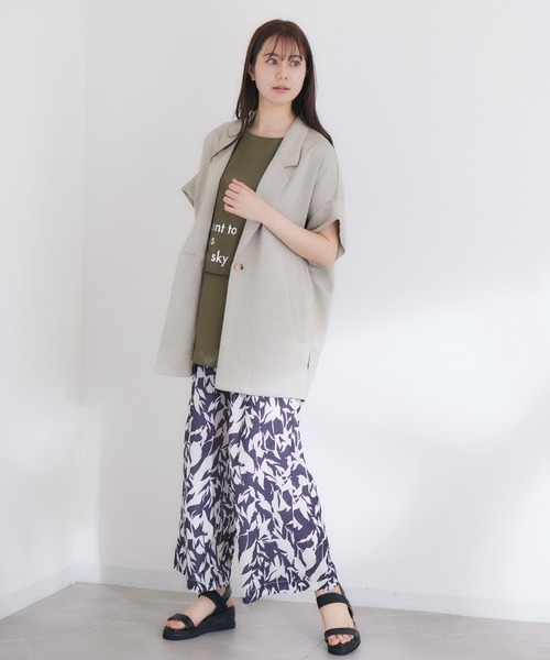 KATHARINE ROSS（キャサリンロス）の「【KATHARINE ROSS】WEB限定 リーフプリントパンツ（スラックス・レディース・カーキ/チャコールグレー・MEDIUM）」の10枚目の写真