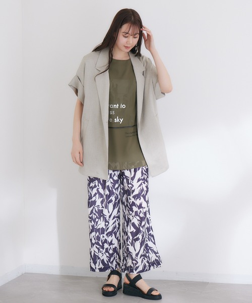 KATHARINE ROSS（キャサリンロス）の「【KATHARINE ROSS】WEB限定 リーフプリントパンツ（スラックス・レディース・カーキ/チャコールグレー・MEDIUM）」の9枚目の写真