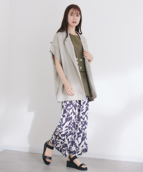 KATHARINE ROSS（キャサリンロス）の「【KATHARINE ROSS】WEB限定 リーフプリントパンツ（スラックス・レディース・カーキ/チャコールグレー・MEDIUM）」の8枚目の写真