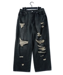 THISIS（ディスイズ）の「12oz デニム ダメージ オーバーダイ バギーパンツ（デニムパンツ）」