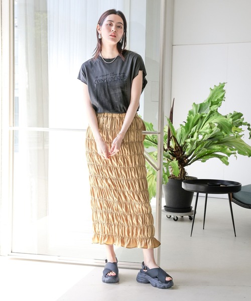 LEPSIM(レプシィム)の「無地シャーリングスカート 119328(スカート・レディース・アイボリー/ブラック/ベージュ/ブラウン・FREE)」の12枚目の写真