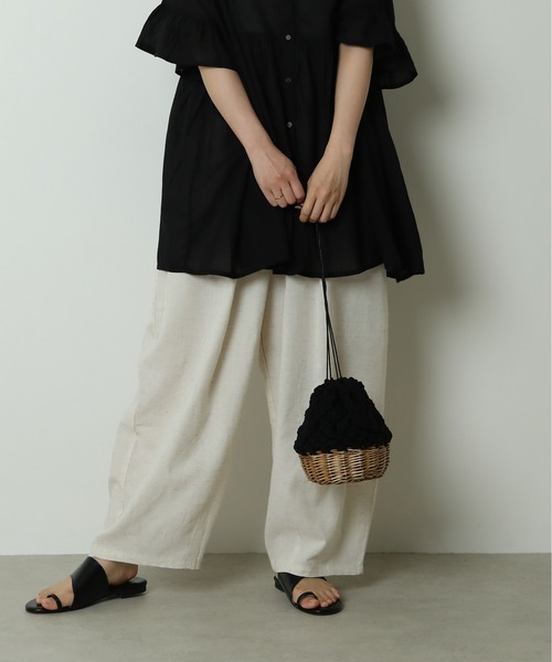 emesuelee(エメスーリー)の「柳×紐編み巾着ミニバッグ(かごバッグ・レディース・アイボリー/ブラック・フリー)」の15枚目の写真