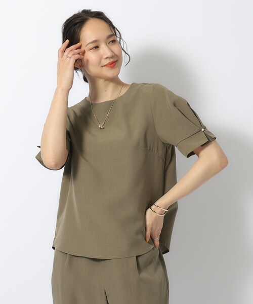 DRESKIP(ドレスキップ)の「◆【セットアップ可/洗濯後しわになりにくい】甘さ香る 麻調お袖タックブラウス(シャツ/ブラウス・レディース・ライトグレー/カーキ/サックスブルー/ネイビー・04/03/02)」の13枚目の写真