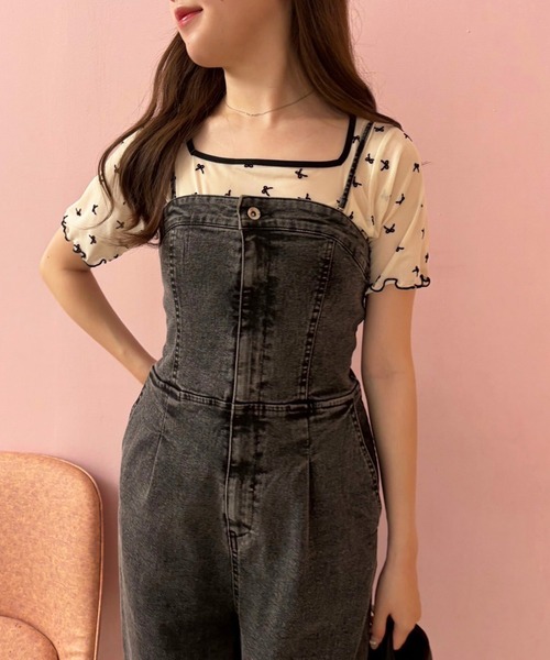 セール】【OTONA NICE】バックレースアップストレッチデニム