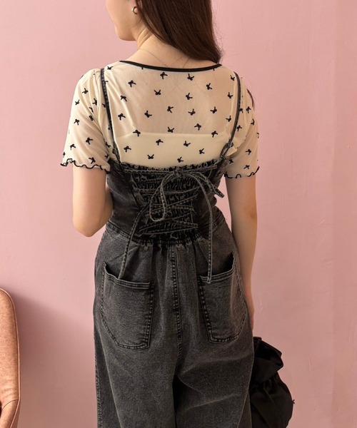 セール】【OTONA NICE】バックレースアップストレッチデニム