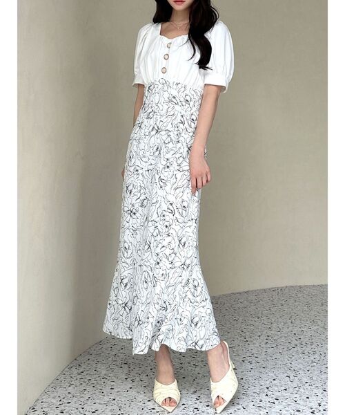 RESEXXY（リゼクシー）の「パフスリーブマーメイドワンピース（ワンピース・レディース・オレンジ/ブラック/ホワイト・SMALL/MEDIUM）」の2枚目の写真