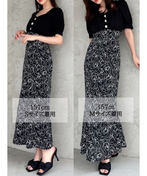 RESEXXY（リゼクシー）の「パフスリーブマーメイドワンピース（ワンピース・レディース・オレンジ/ブラック/ホワイト・SMALL/MEDIUM）」の11枚目の写真